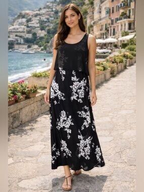 NWT Kenzie black and white floral maxi dress. Size XL